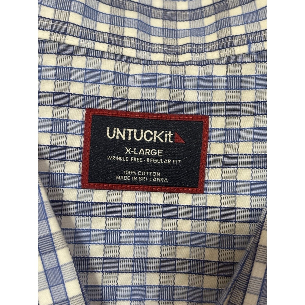 UNTUCKit Durif Men's XL Blue Check Button Up Shirt Regular Fit Cotton - Picture 3 of 5